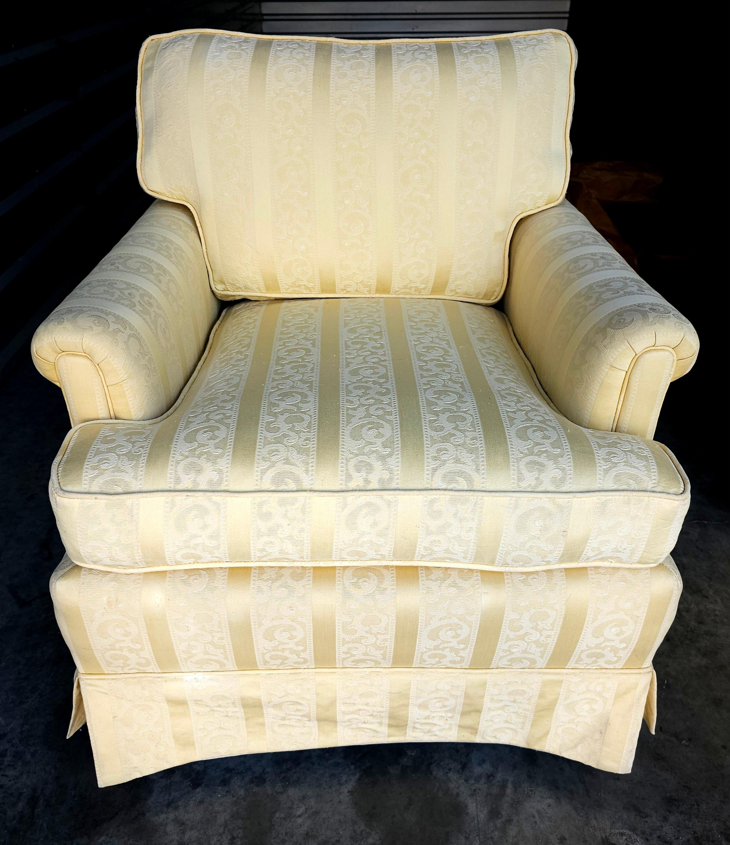 Other Pair of Mid 20th Century Yellow Upholstered Lounge Chairs For Sale