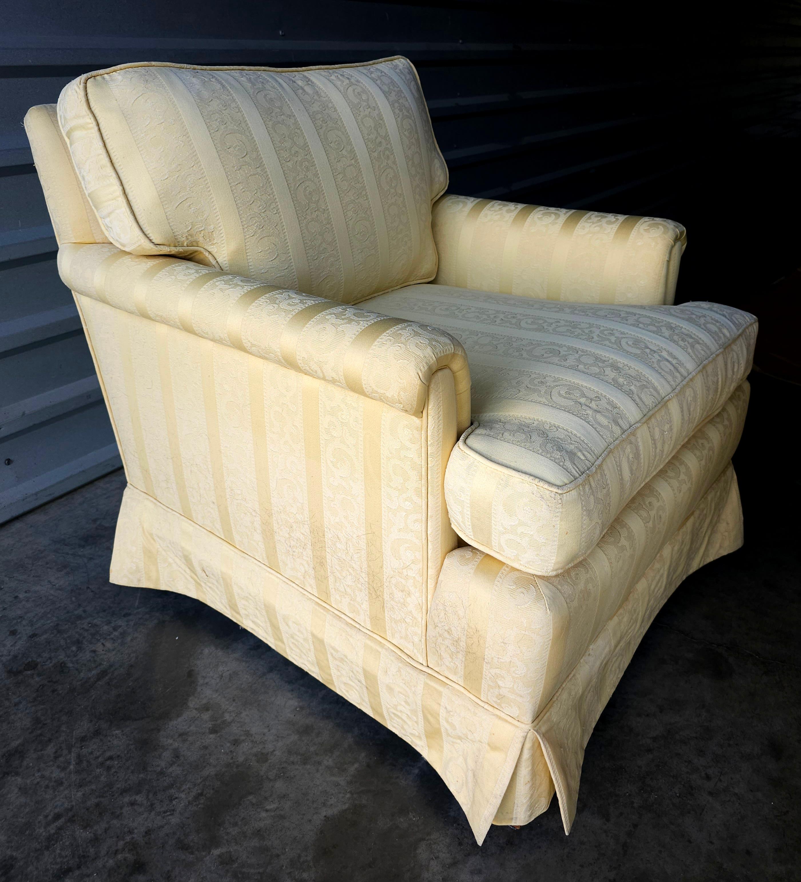 Upholstery Pair of Mid 20th Century Yellow Upholstered Lounge Chairs For Sale