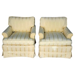 Pair of Mid 20th Century Yellow Upholstered Lounge Chairs