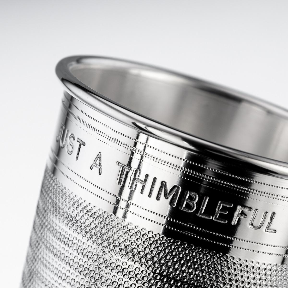 Pair Of Mid 20thC English Silver Plated 'Just A Thimbleful' Beakers c.1950 For Sale 4