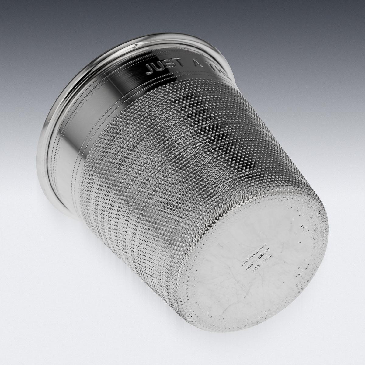 Pair Of Mid 20thC English Silver Plated 'Just A Thimbleful' Beakers c.1950 For Sale 2