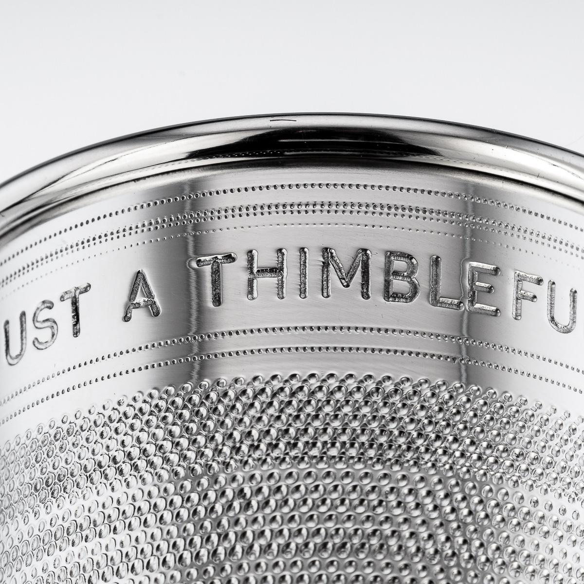 Pair Of Mid 20thC English Silver Plated 'Just A Thimbleful' Beakers c.1950 For Sale 3