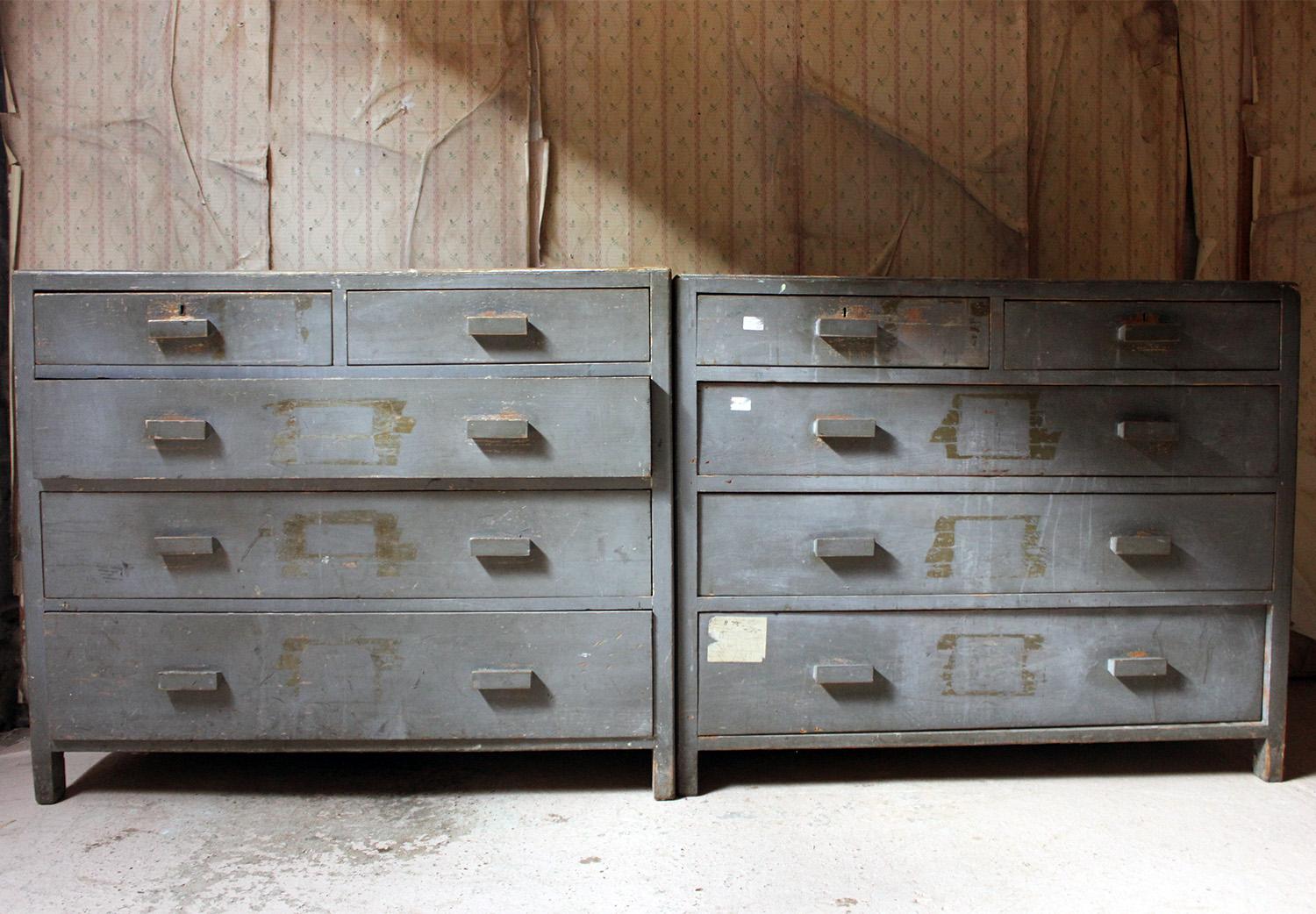 Pair of Painted English Art School Chests of Drawers, circa 1940-1955 4