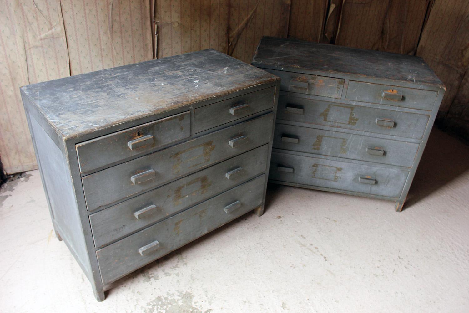 Pair of Painted English Art School Chests of Drawers, circa 1940-1955 6