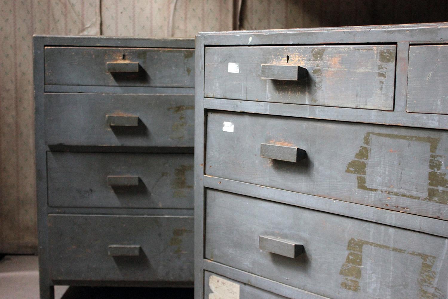 Mid-Century Modern Pair of Painted English Art School Chests of Drawers, circa 1940-1955
