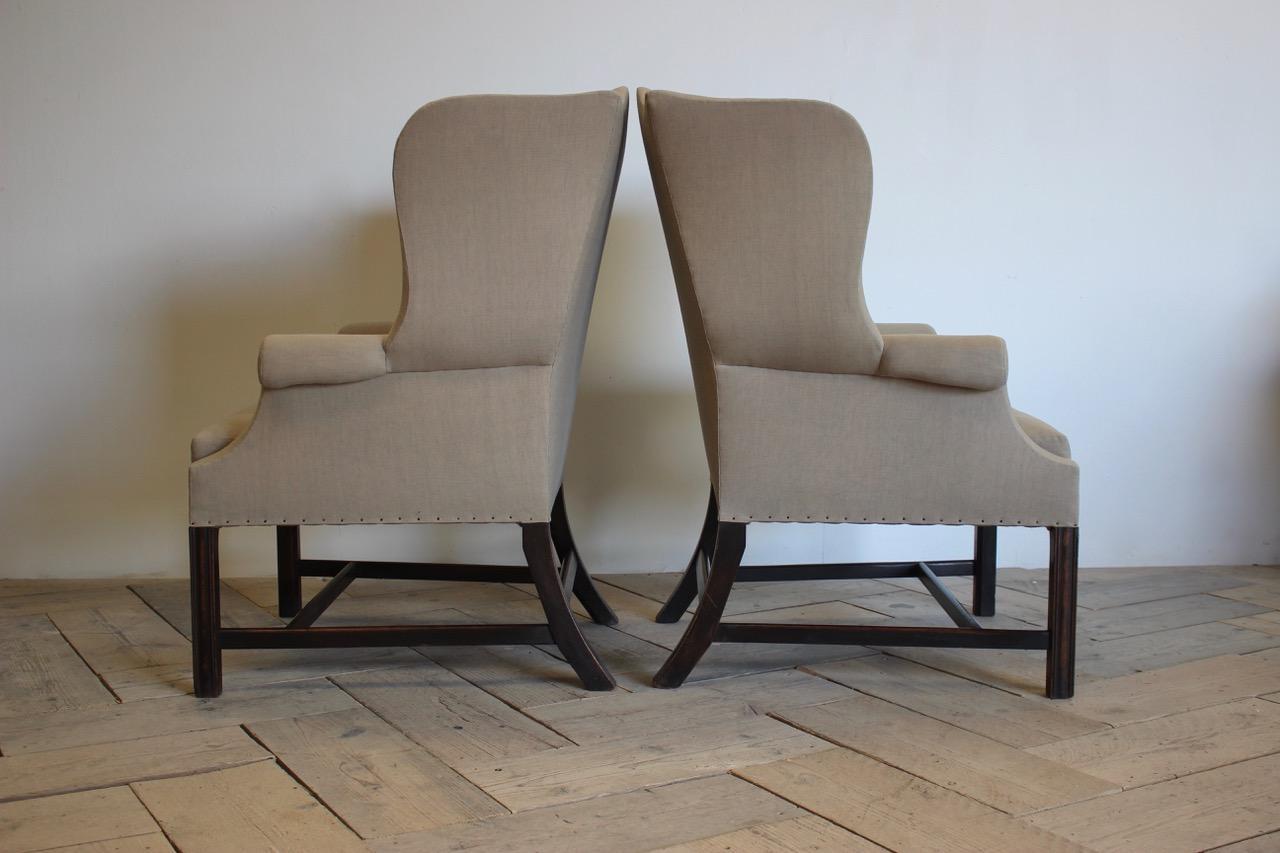  Pair of Mid-20th Century English Wingback Armchairs in the Georgian Taste 2