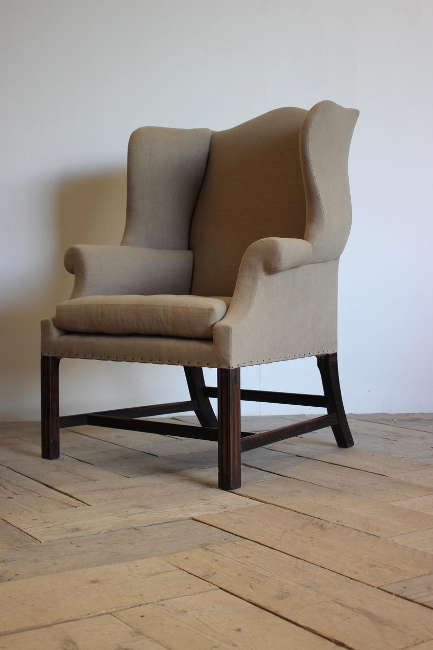  Pair of Mid-20th Century English Wingback Armchairs in the Georgian Taste 3
