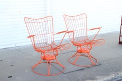 Pair of Mid-Cen Modern Homecrest Bottemiller Swivel Rocker Lounge Chairs