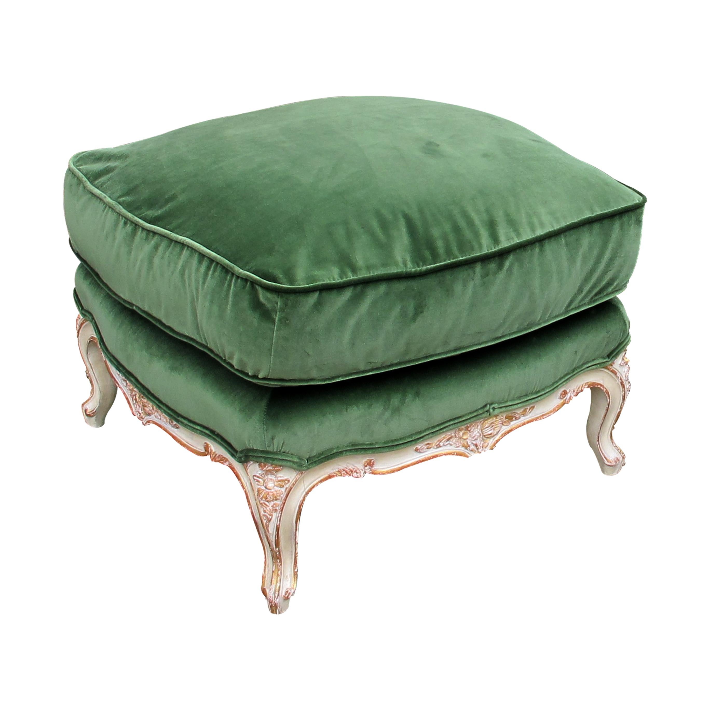 Pair of Mid Century 1940s French Louis XVI Style Painted Footstools or Ottomans In Good Condition In London, GB