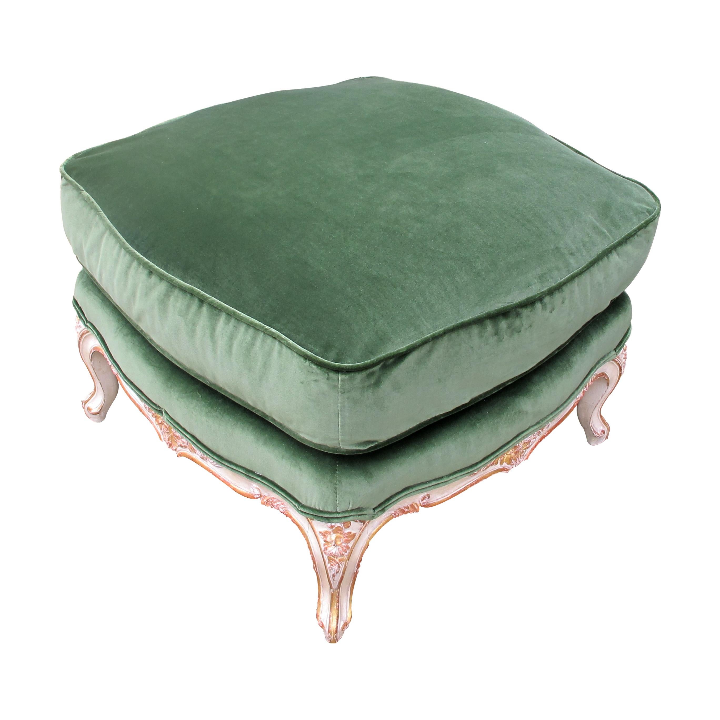 Mid-20th Century Pair of Mid Century 1940s French Louis XVI Style Painted Footstools or Ottomans