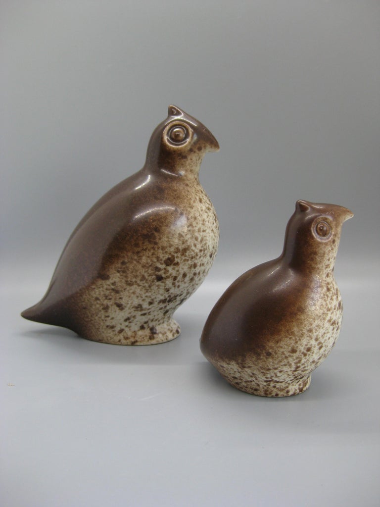 Pair of Mid Century 1950s Howard Pierce Ceramic Quail Bird Sculpture