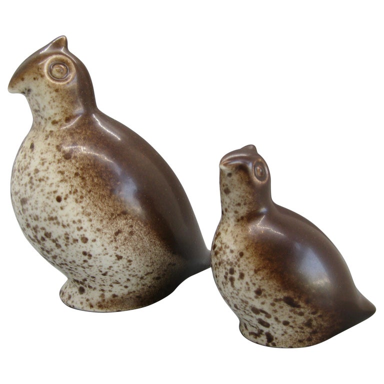 Pair of Mid Century 1950s Howard Pierce Ceramic Quail Bird Sculpture