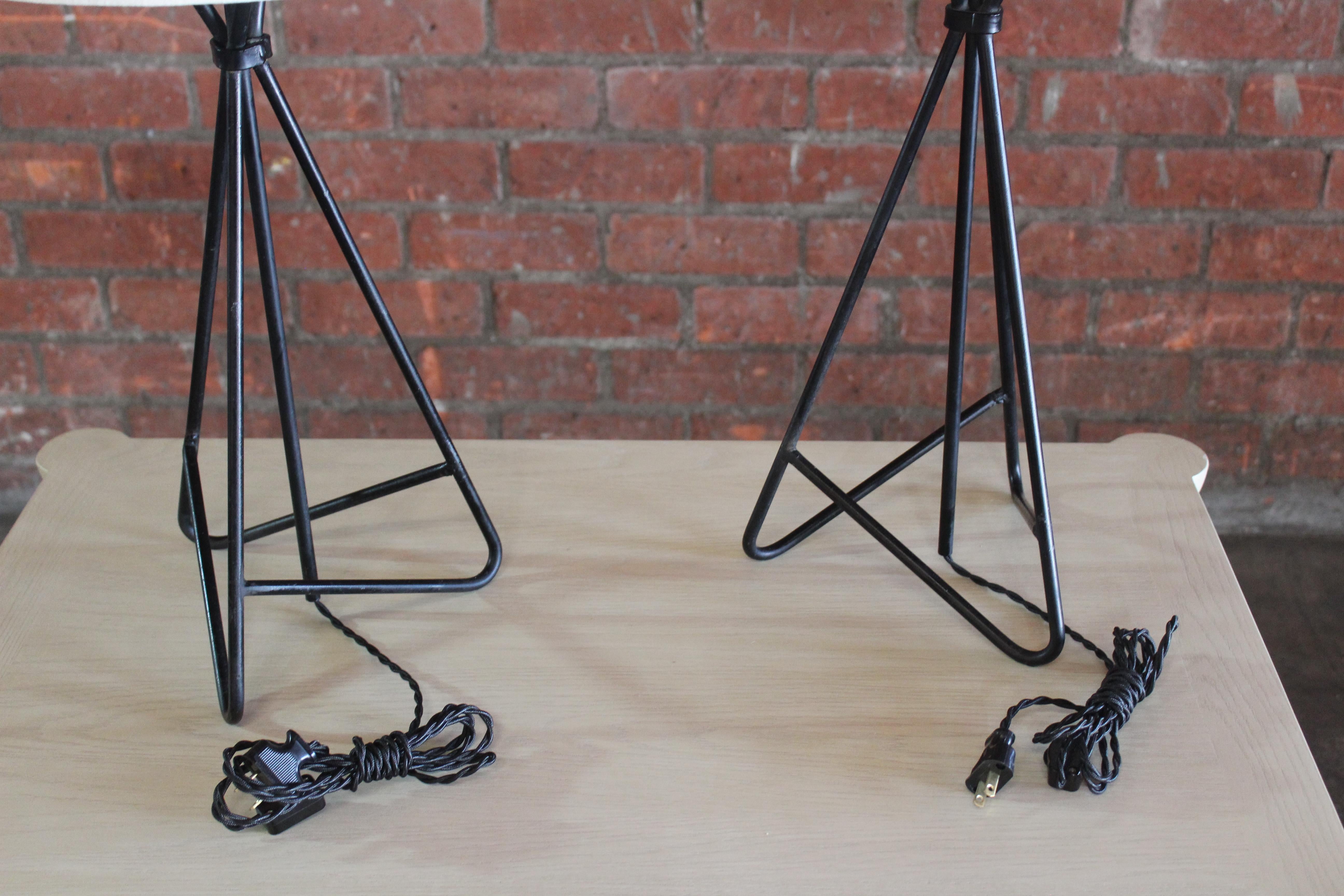 Pair of Mid-Century 1950s Iron Table Lamps 5