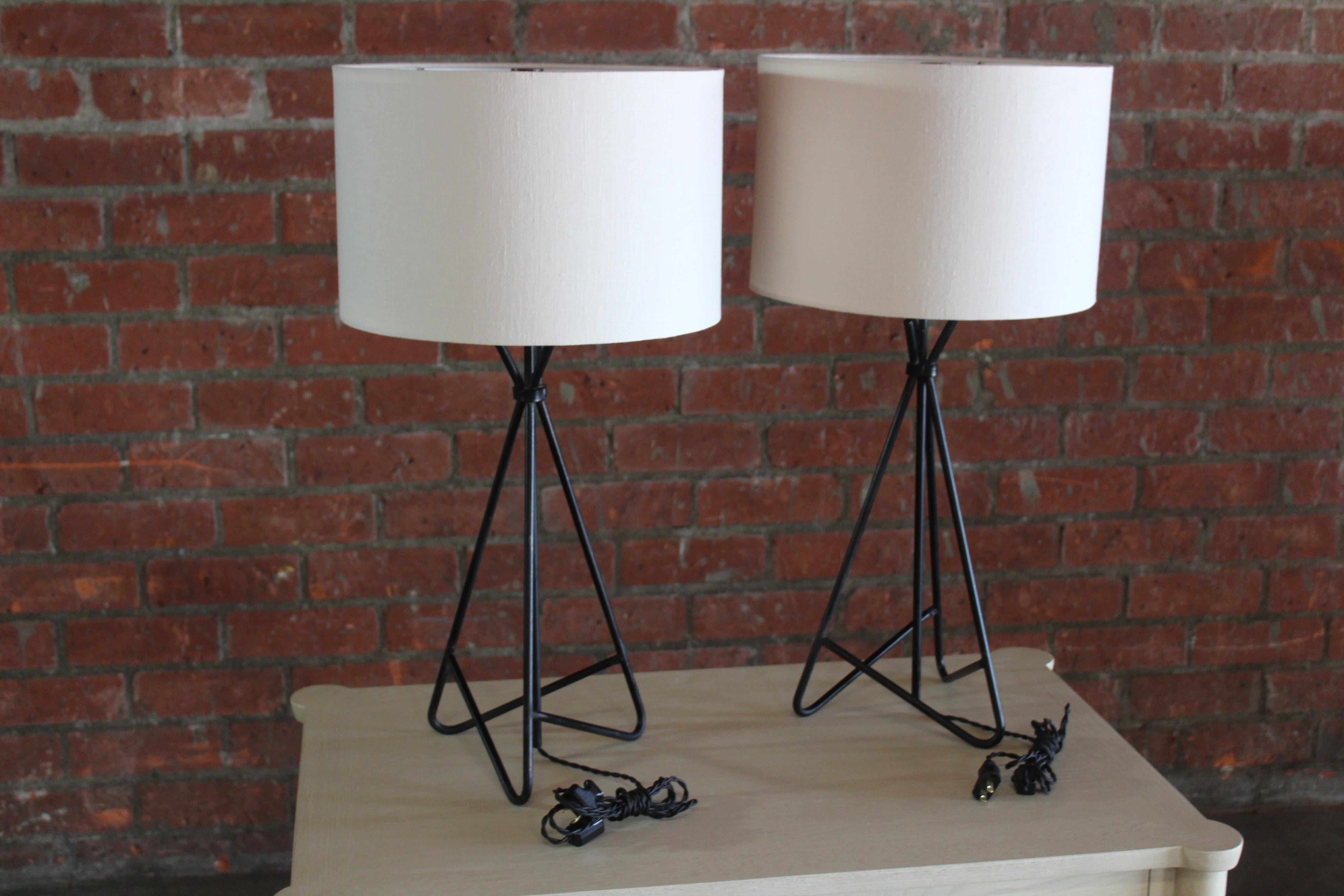 Pair of Mid-Century 1950s Iron Table Lamps 6