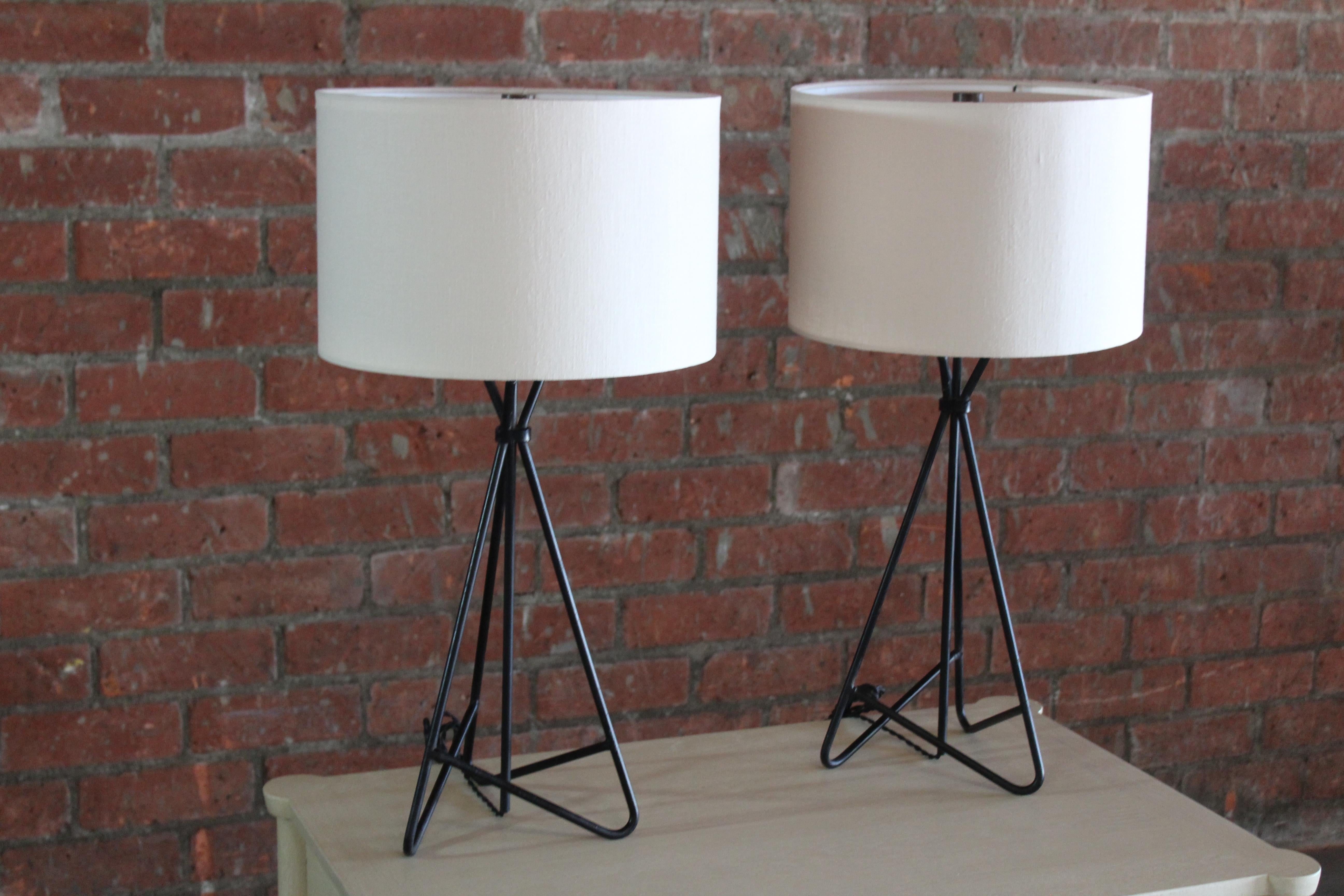 Mid-Century Modern Pair of Mid-Century 1950s Iron Table Lamps