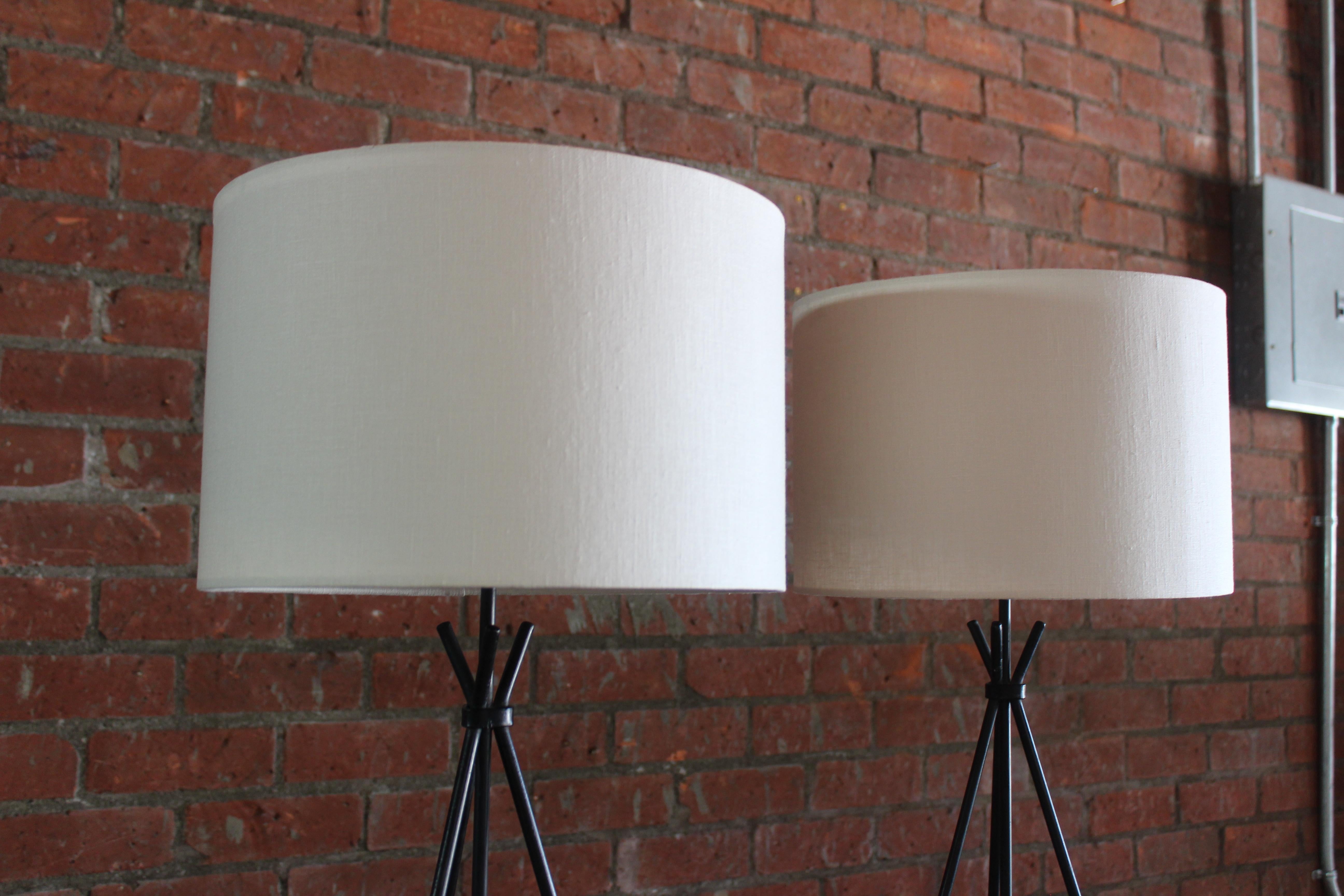 Pair of Mid-Century 1950s Iron Table Lamps 1