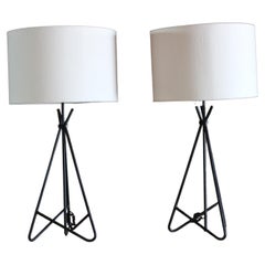 Pair of Mid-Century 1950s Iron Table Lamps