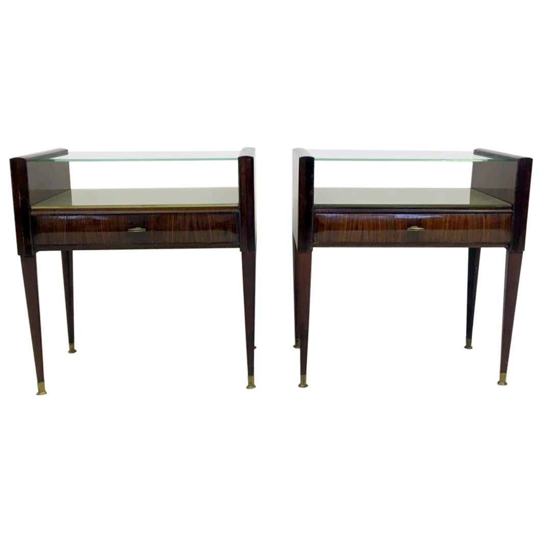 Pair of Midcentury 1950s Italian Bedside Nightstands in the Style of Paolo Buffa