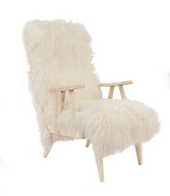 Pair of Mid-Century Lambs Wool Armchairs