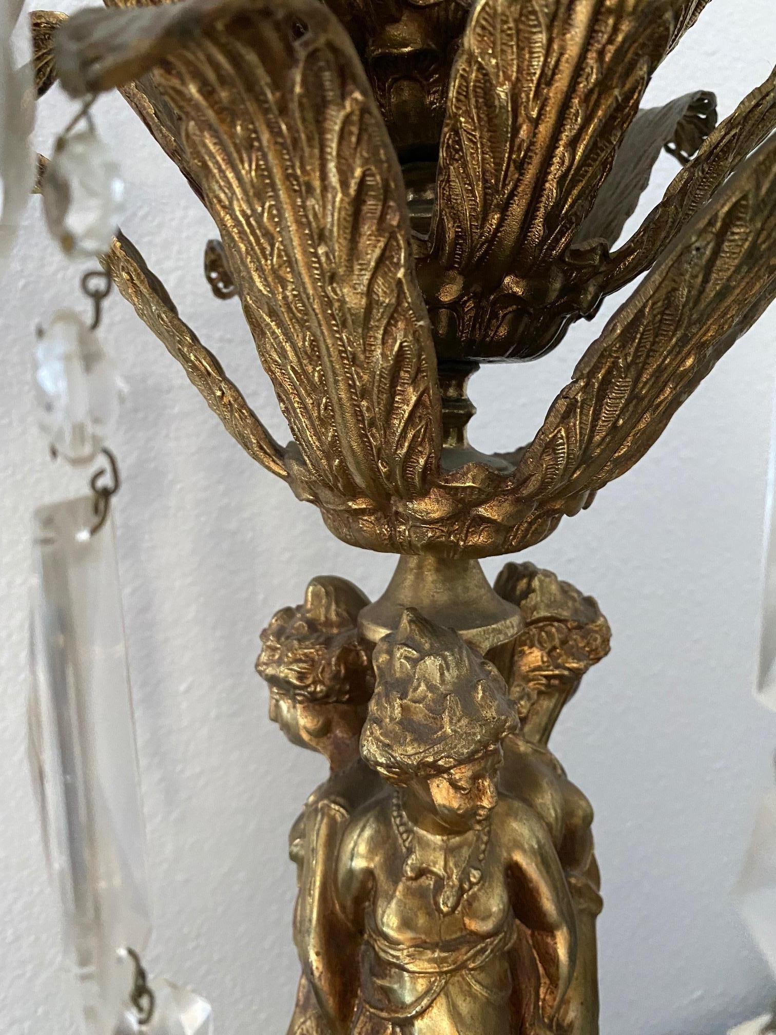 Pair of Mid Century 1960's French Brass Table Lamps 3 Graces Lady Figurines For Sale 6