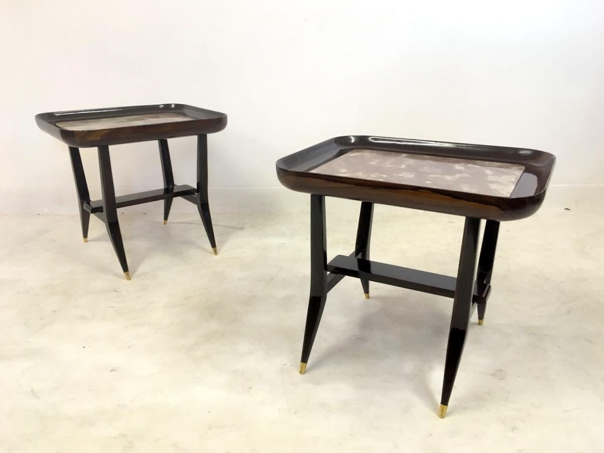 Pair of Midcentury 1960s Giuseppe Scapinelli Rosewood and Marble Tables 4