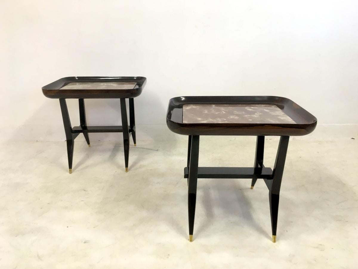 Pair of Midcentury 1960s Giuseppe Scapinelli Rosewood and Marble Tables 6