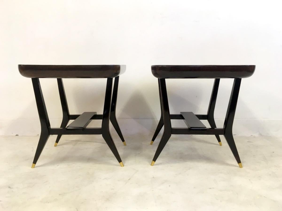 Pair of Midcentury 1960s Giuseppe Scapinelli Rosewood and Marble Tables In Good Condition In London, London