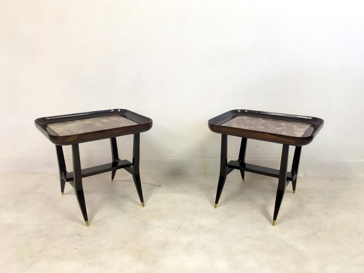 Pair of Midcentury 1960s Giuseppe Scapinelli Rosewood and Marble Tables 2