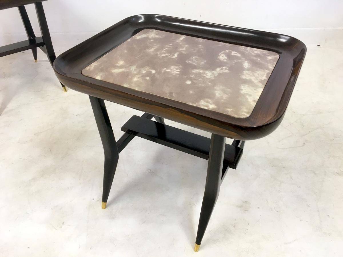 Pair of Midcentury 1960s Giuseppe Scapinelli Rosewood and Marble Tables 3