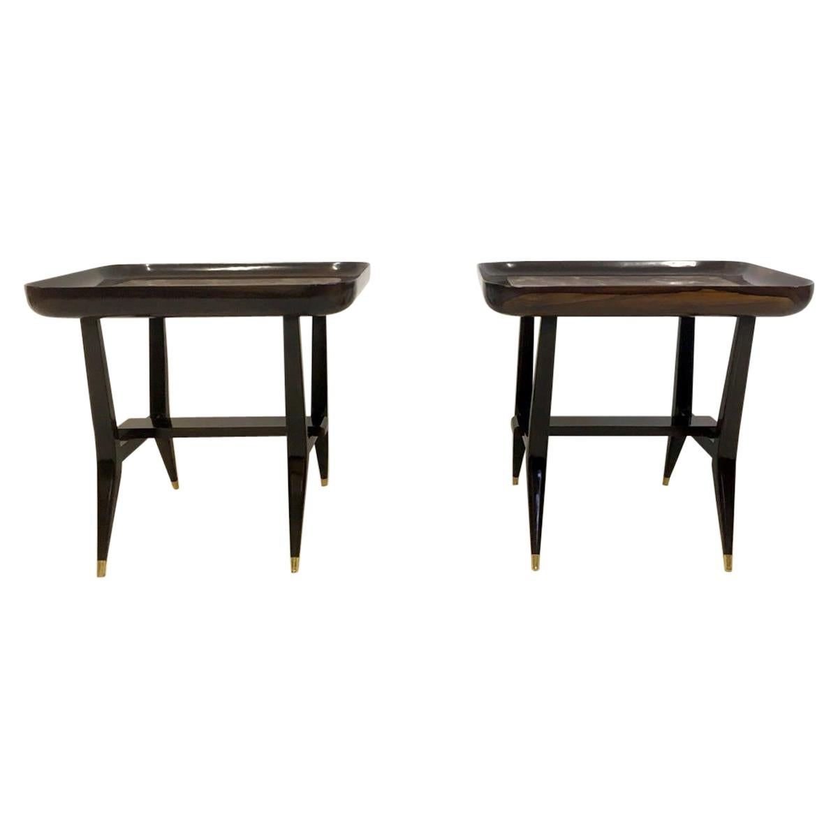 Pair of Midcentury 1960s Giuseppe Scapinelli Rosewood and Marble Tables