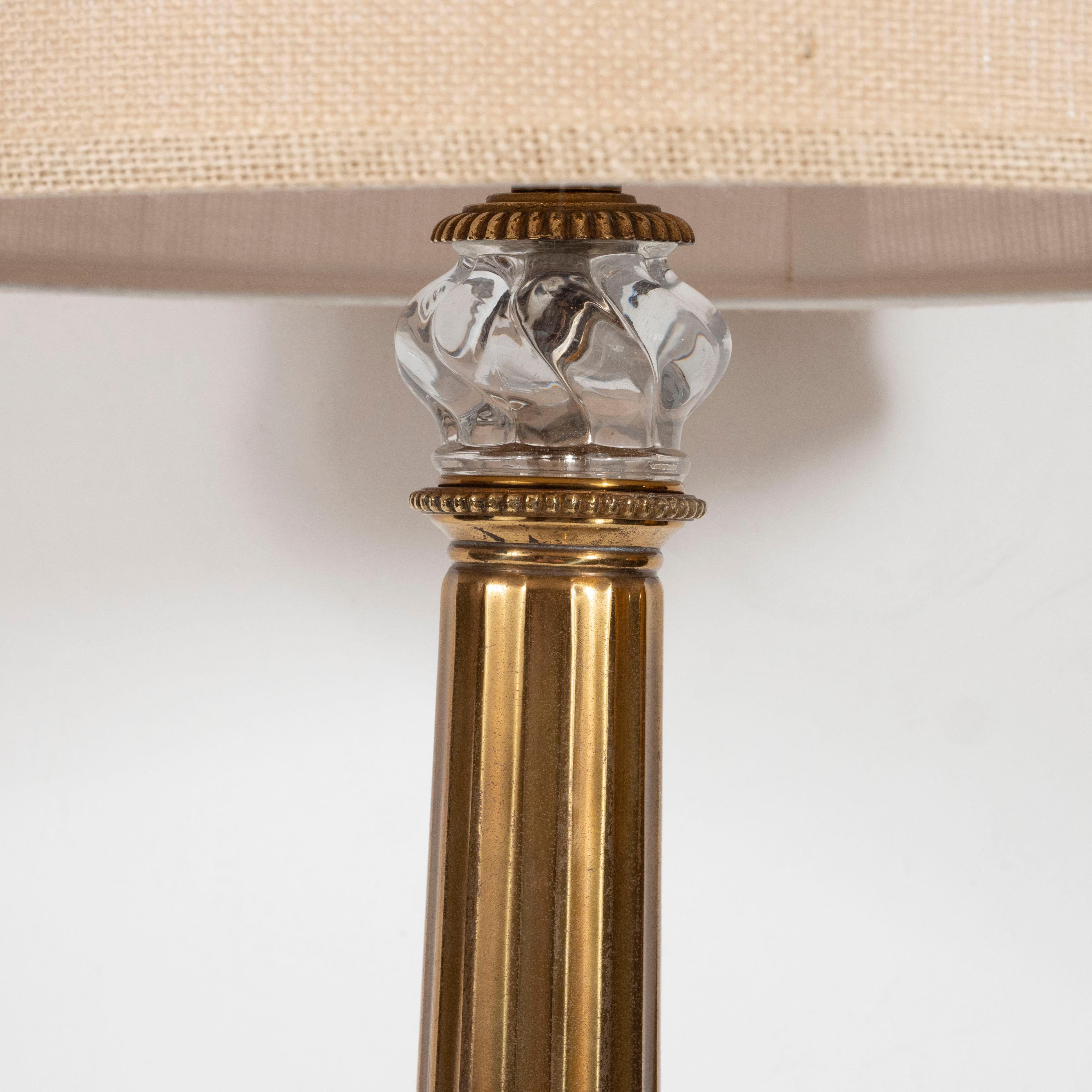 Mid-20th Century Pair of Midcentury 24-Karat Gold and Translucent Crystal Table Lamps by Baccarat