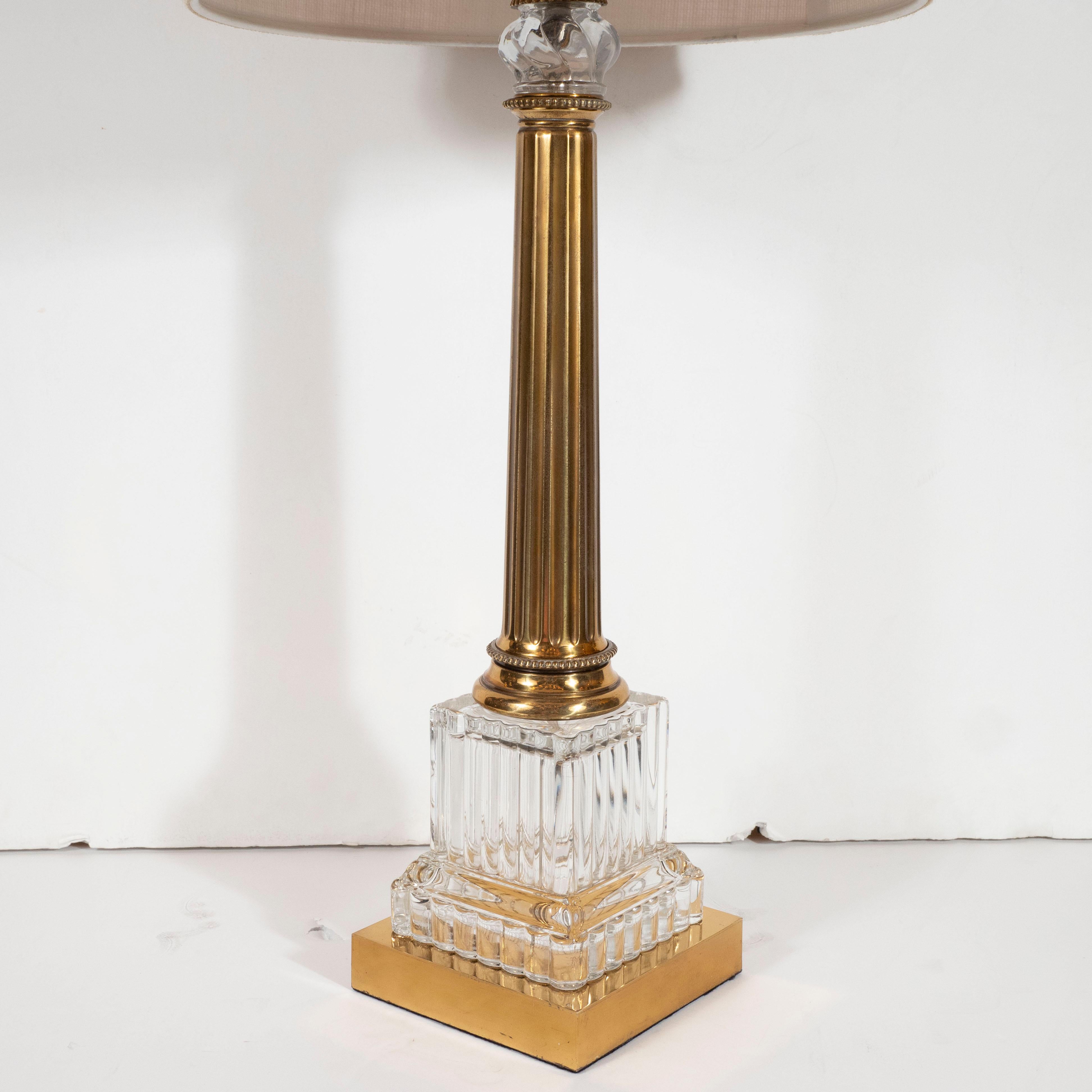 Pair of Midcentury 24-Karat Gold and Translucent Crystal Table Lamps by Baccarat 2