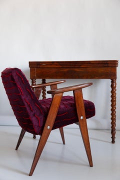 Paire de fauteuils du milieu du siècle 366, velours foncé, J Chierowski, Europe, années 1960