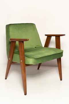 Pair of Mid-Century 366 Armchairs, Green and Orange, by Chierowski Europe, 1960s