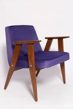 Pair of Mid-Century 366 Armchairs, Mint and Purple, by Chierowski, Europe, 1960s