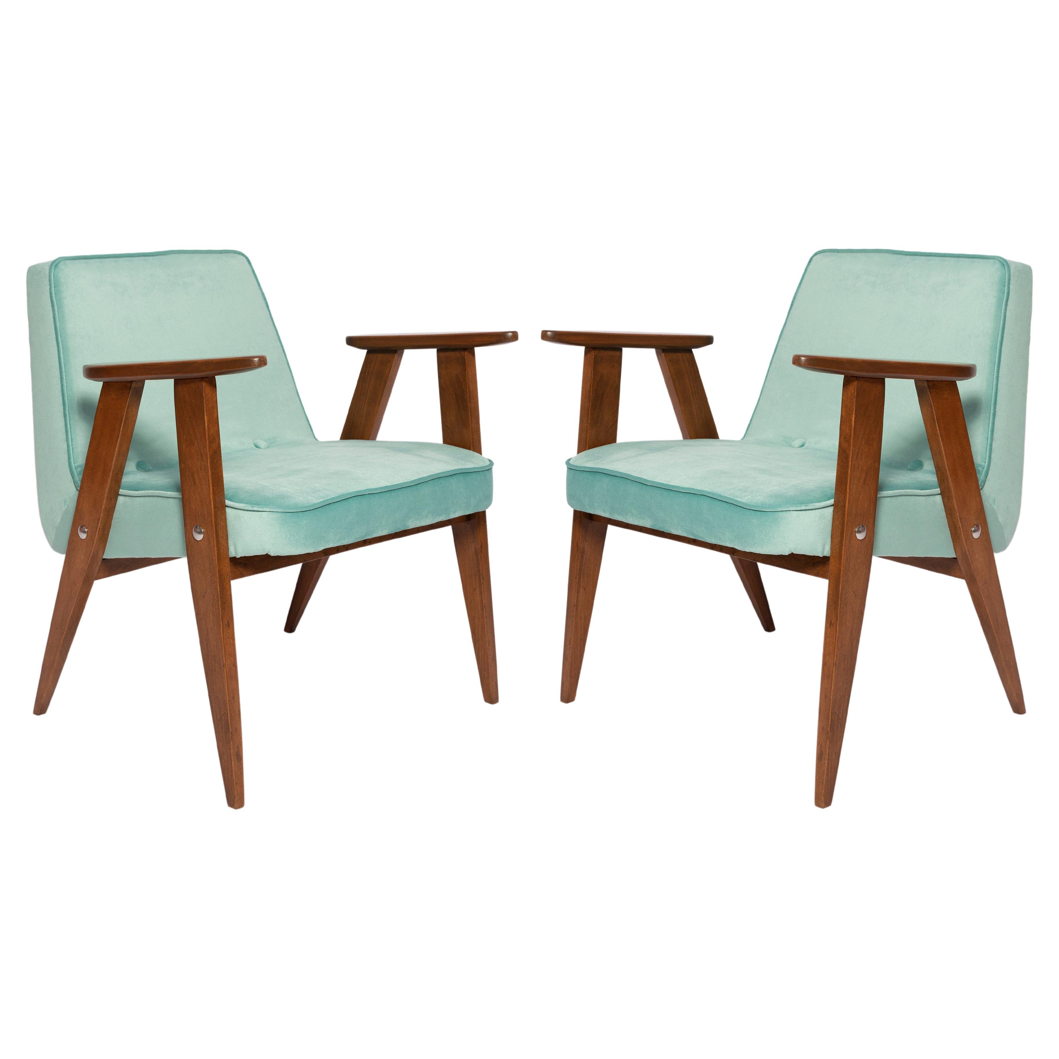 Pair of Mid Century 366 Armchairs, Mint Velvet, Jozef Chierowski, Europe 1960