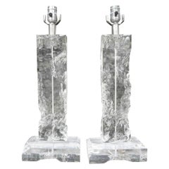 Pair of Mid-Century Acrylic Lamps in the Manner of Les Prismatiques