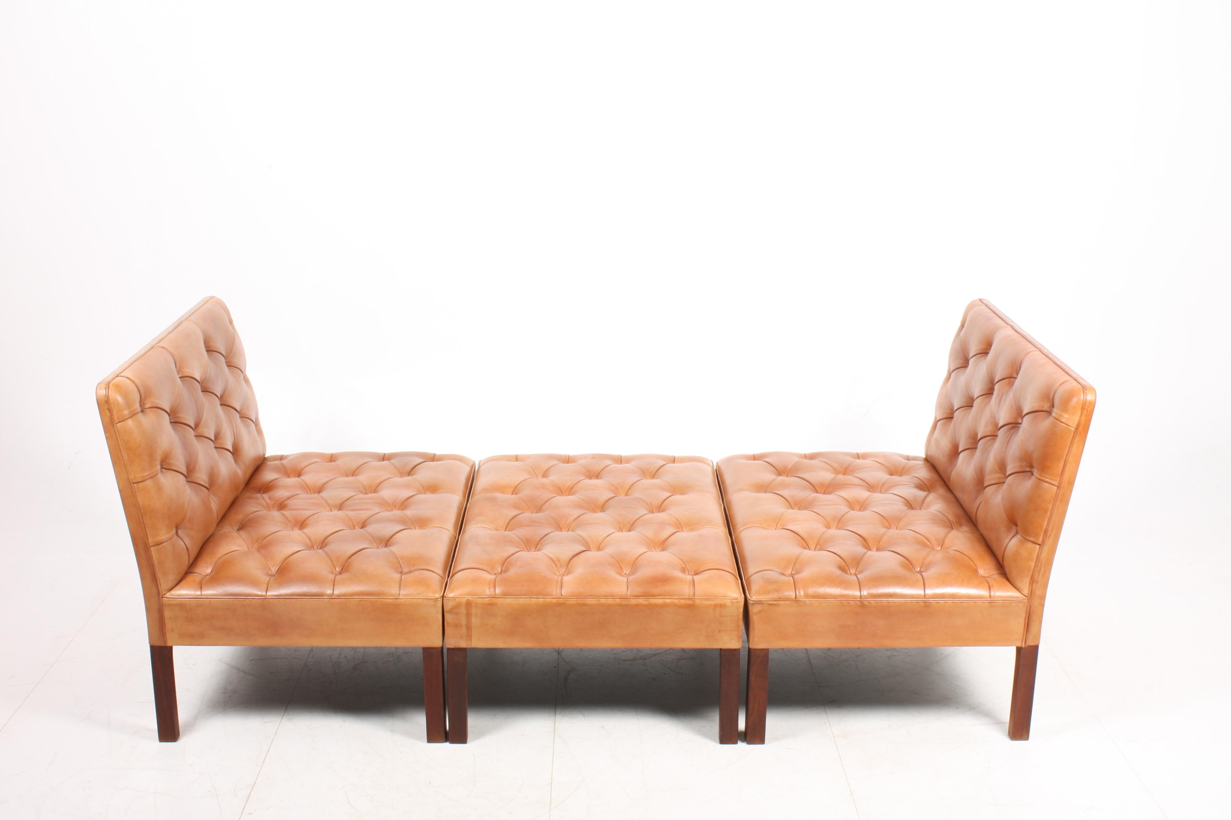 Pair of Midcentury Addition Sofas with Matching Bench by Kaare Klint, 1960s 2