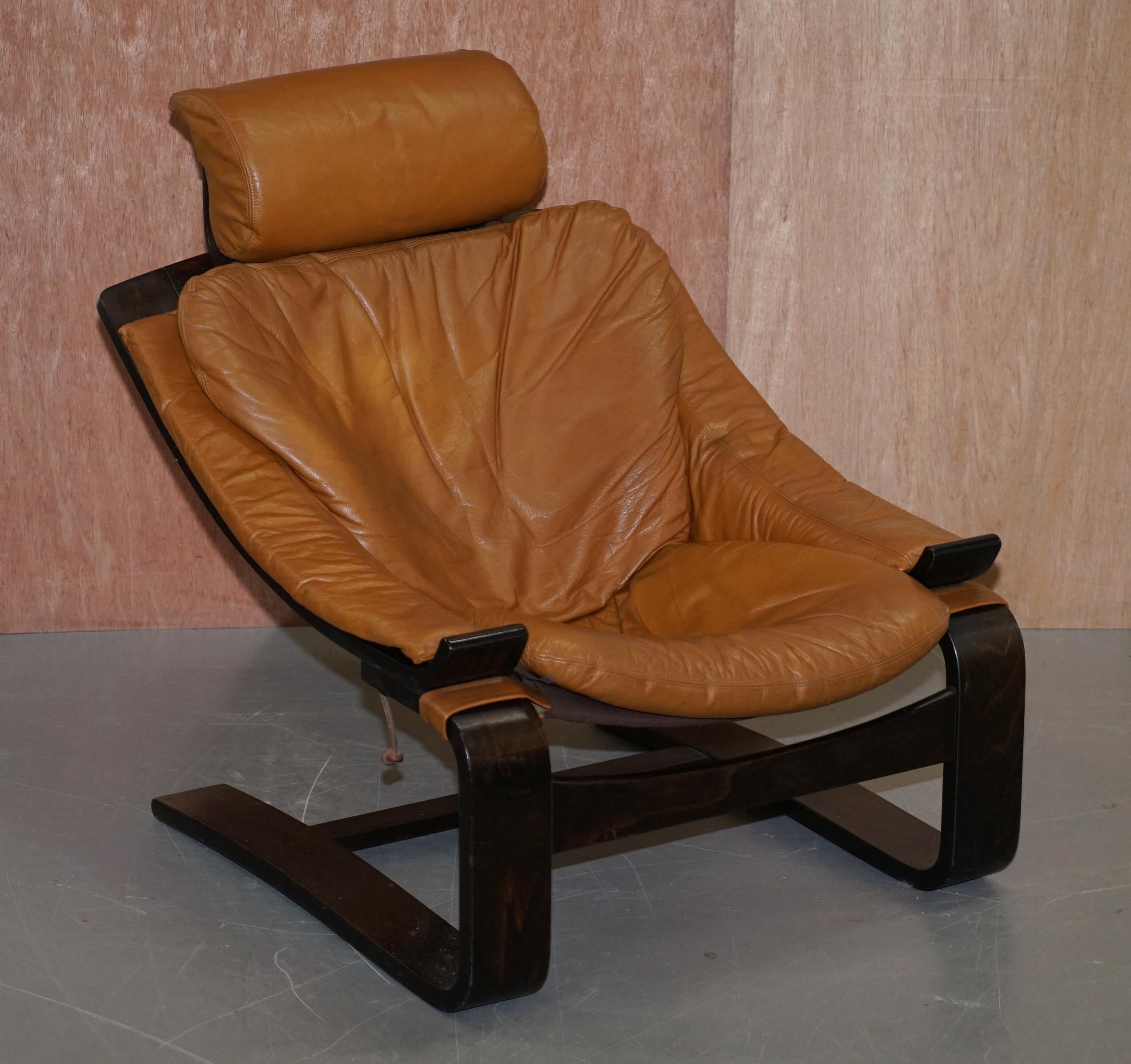 Paire de fauteuils du milieu du siècle Ake Fribytter en cuir cognac Nelo Mobel Sewdish en vente 4