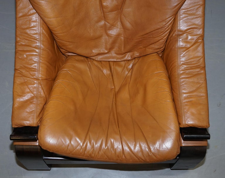 Pair of Midcentury Ake Fribytter Cognac Leather Nelo Mobel Sewdish Armchairs For Sale 10
