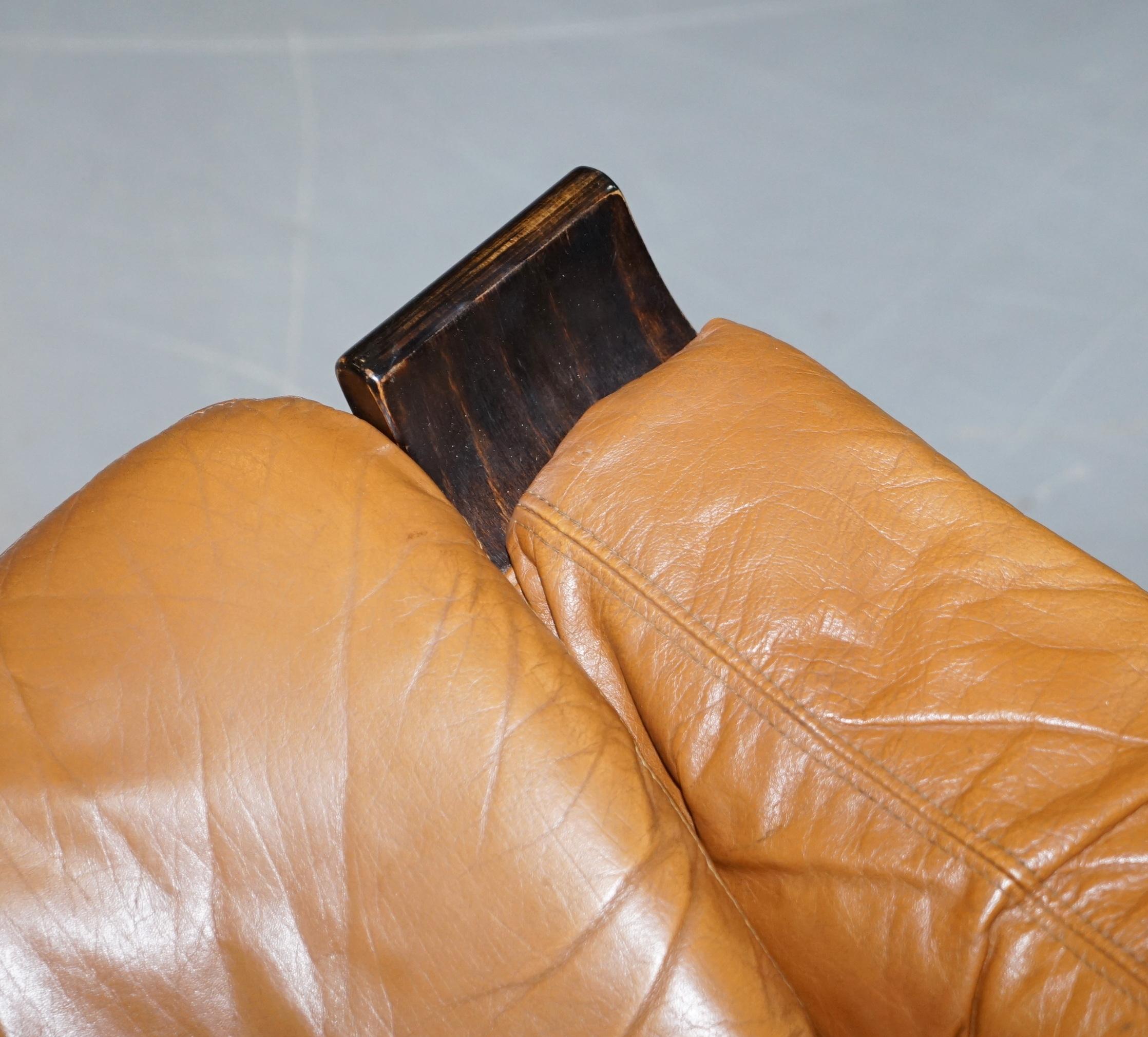 Coppia di poltrone Ake Fribytter di metà secolo in pelle cognac Nelo Mobel Sewdish in vendita 11