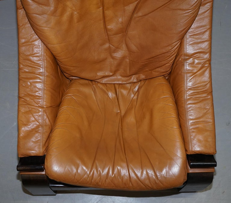 Pair of Midcentury Ake Fribytter Cognac Leather Nelo Mobel Sewdish Armchairs For Sale 14