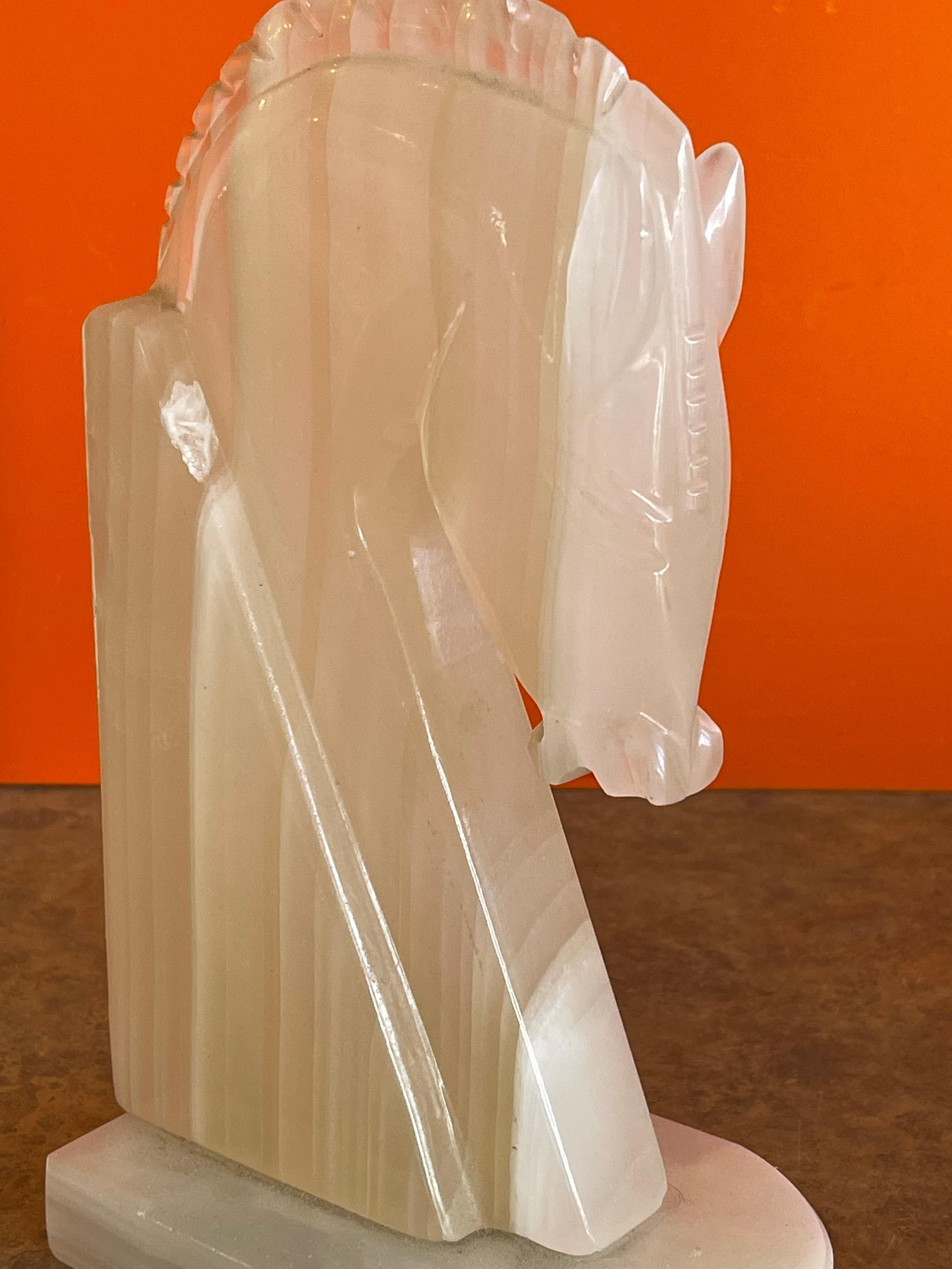 20th Century Pair of Mid-Century Alabaster Horse Head Bookends