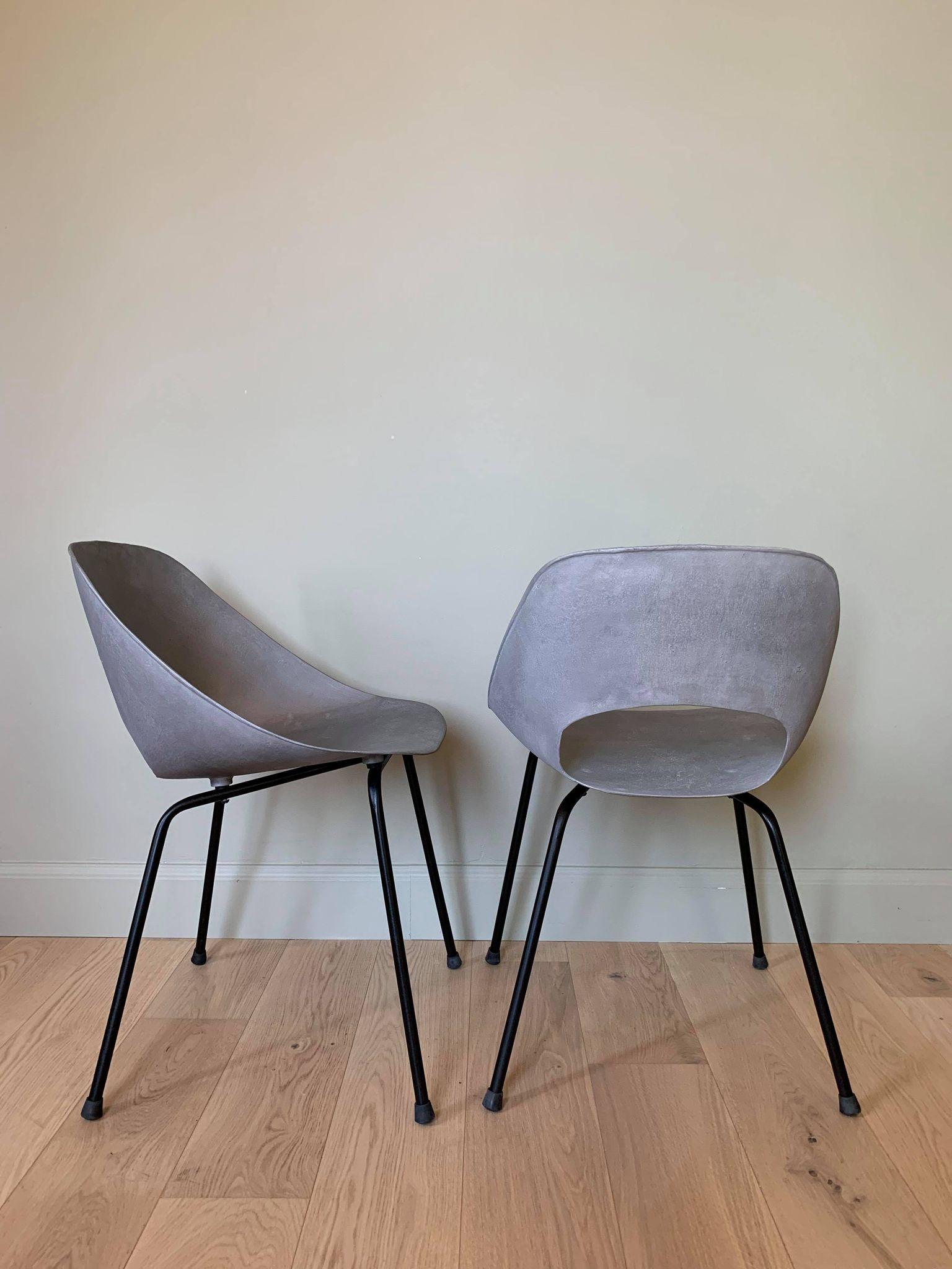 Pair of mid-century aluminium chairs by Pierre Guariche for Steiner - France 1953.