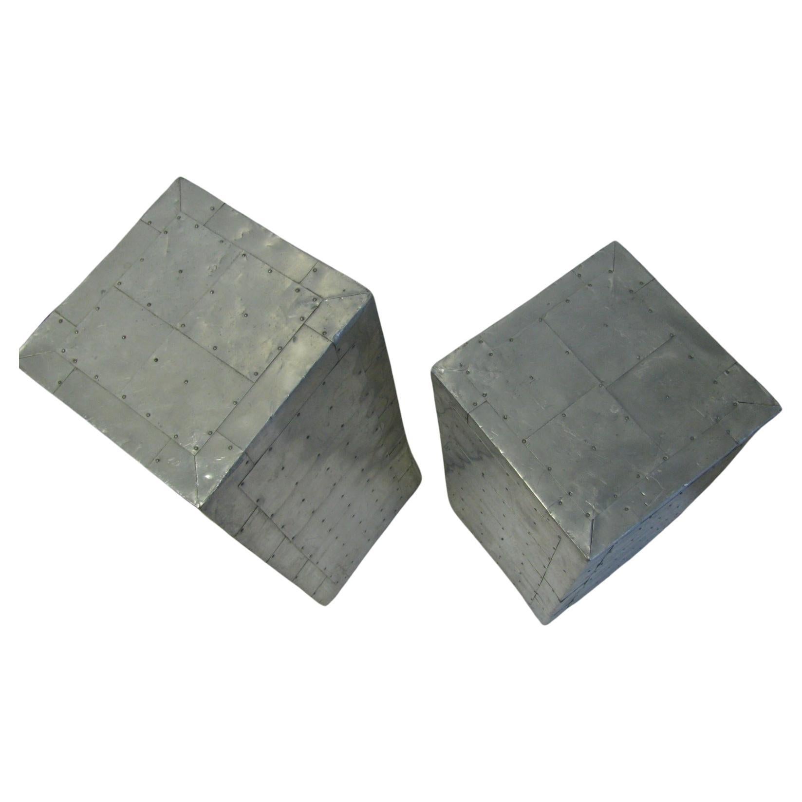 Late 20th Century Pair of Mid Century Aluminum Industrial Pedestals For Sale