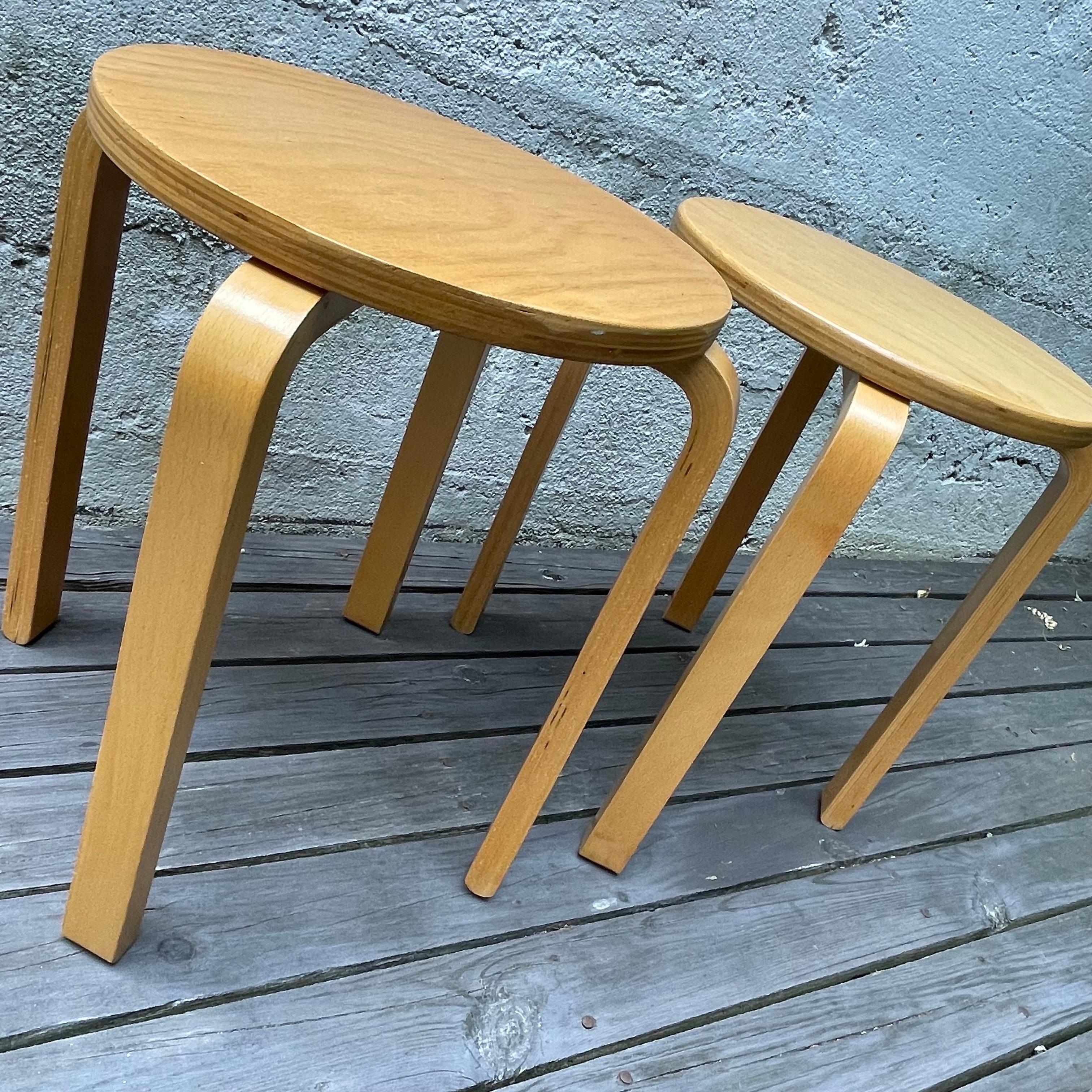 Romanian Pair of Mid Century Alvar Aalto Model 60 Birch Side Tables or Stools for Artek