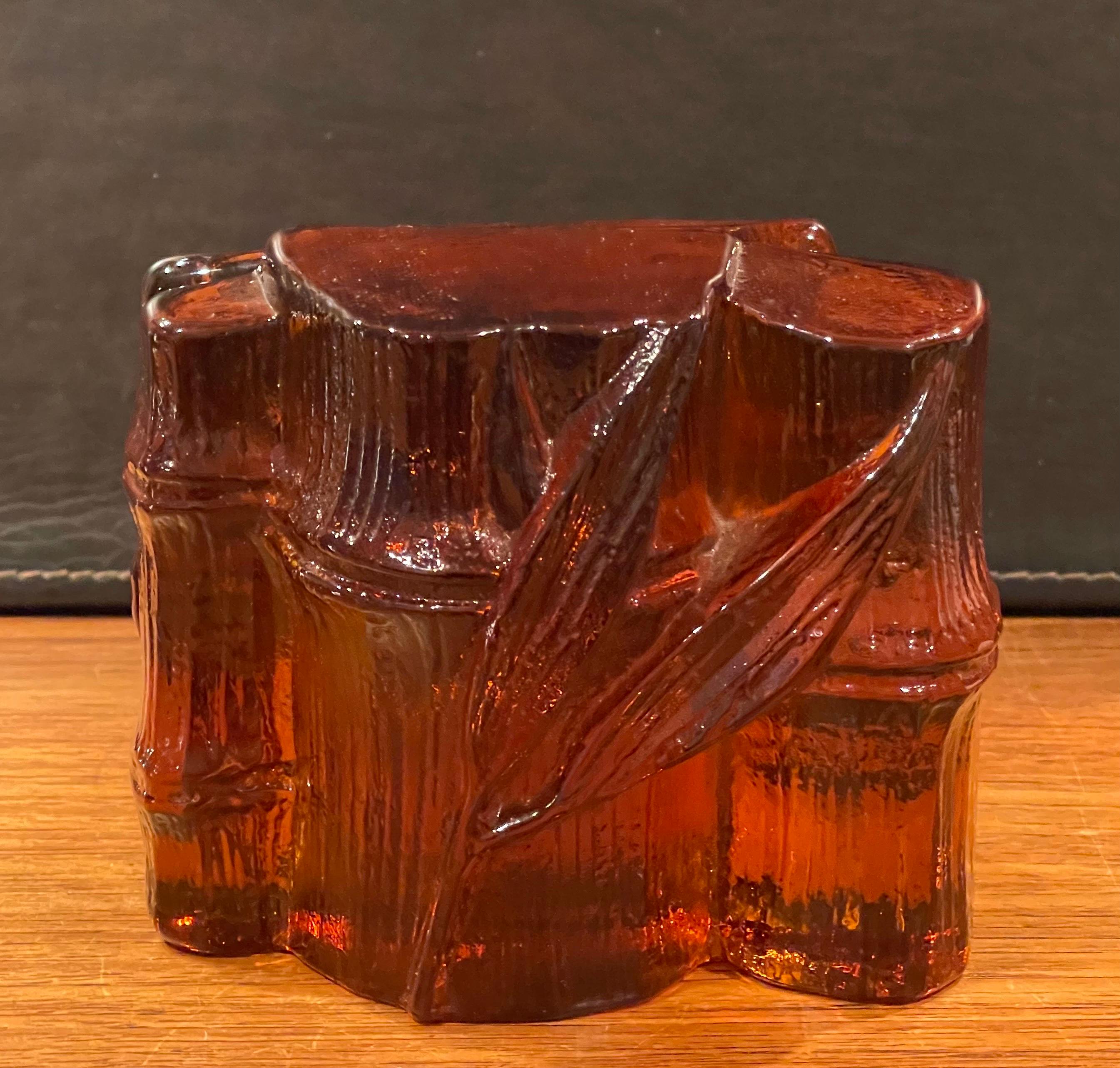 Pair of Midcentury Amber Glass Bamboo Shaft Bookends by Blenko In Good Condition In San Diego, CA