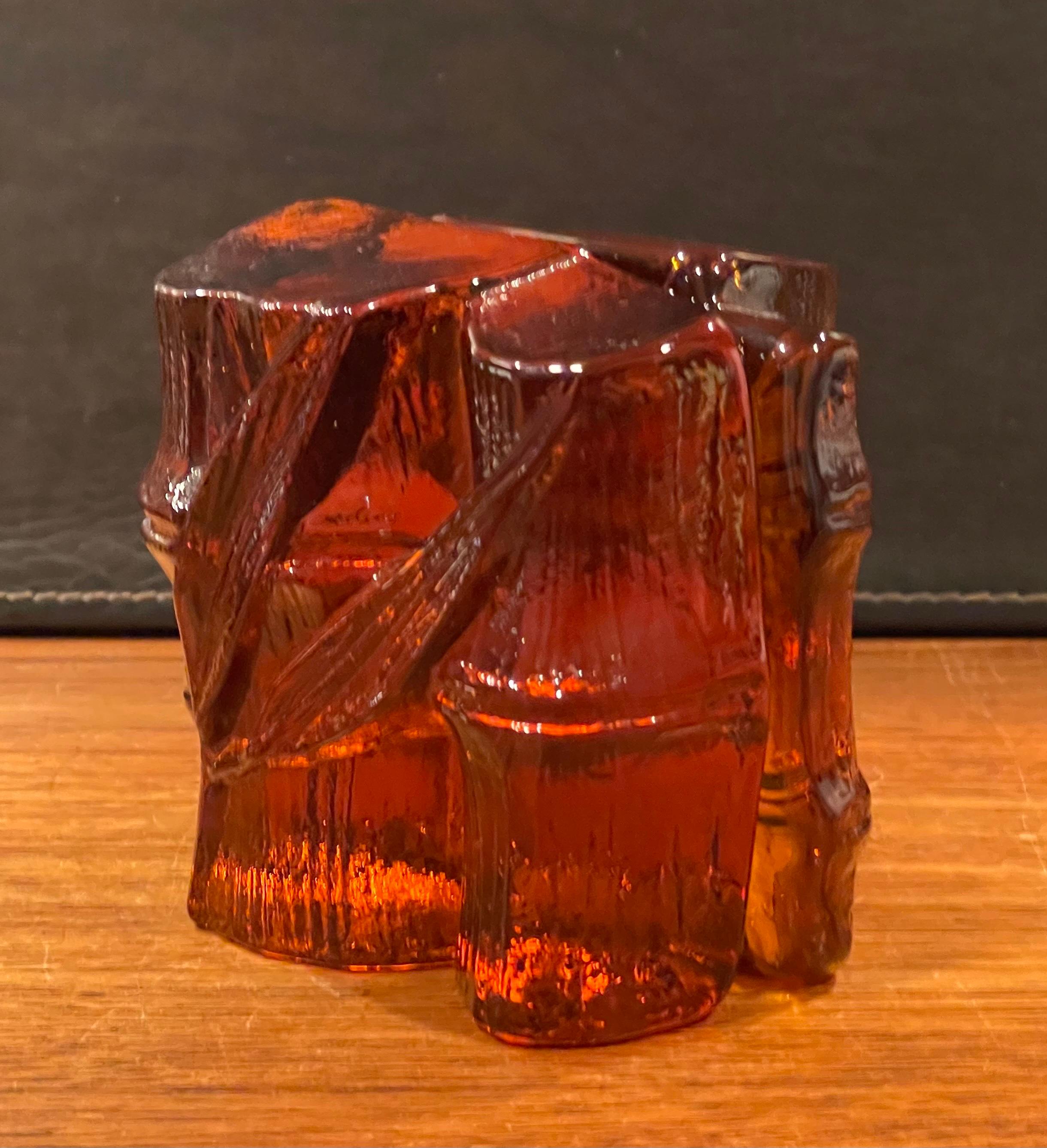 20th Century Pair of Midcentury Amber Glass Bamboo Shaft Bookends by Blenko