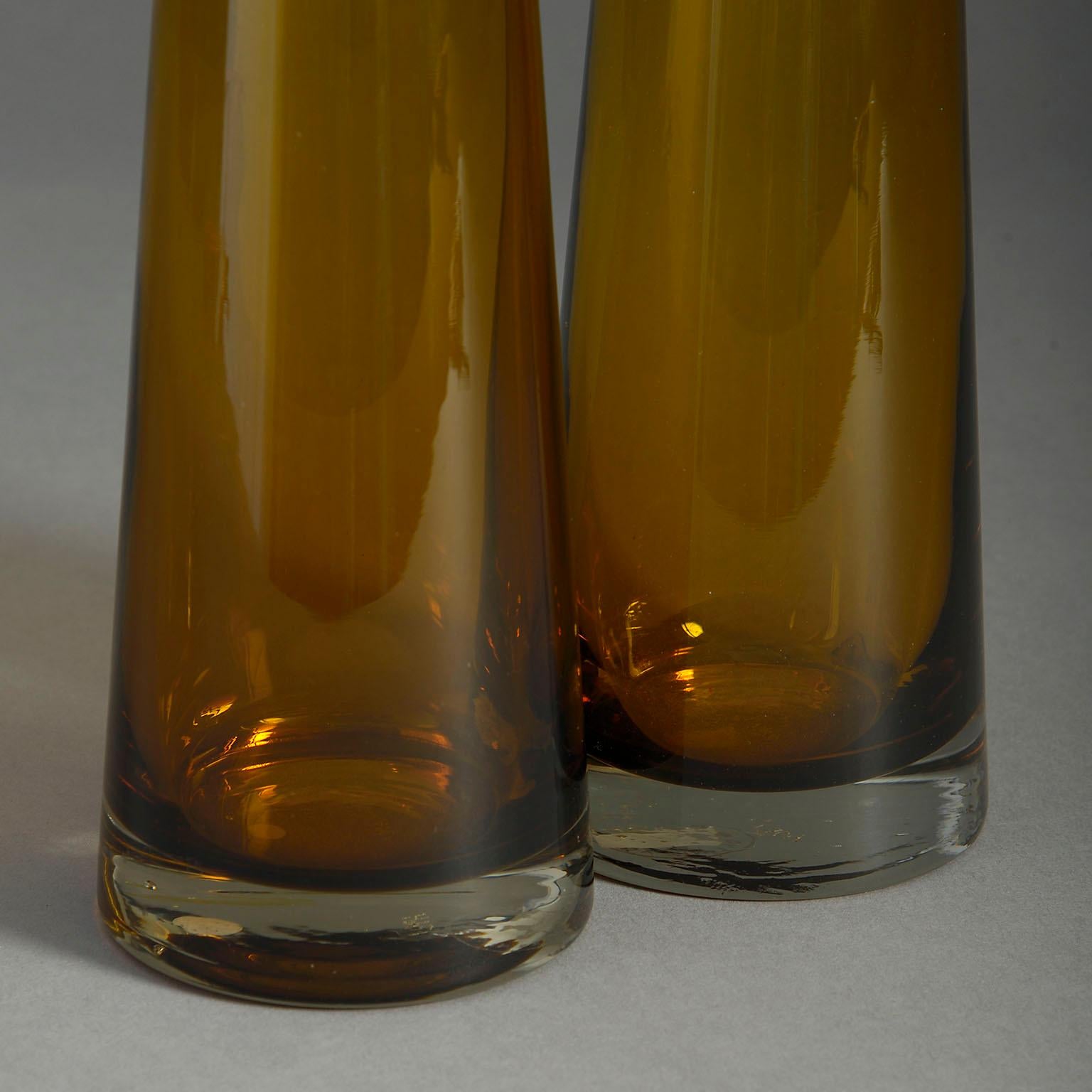 mid century amber glass vase