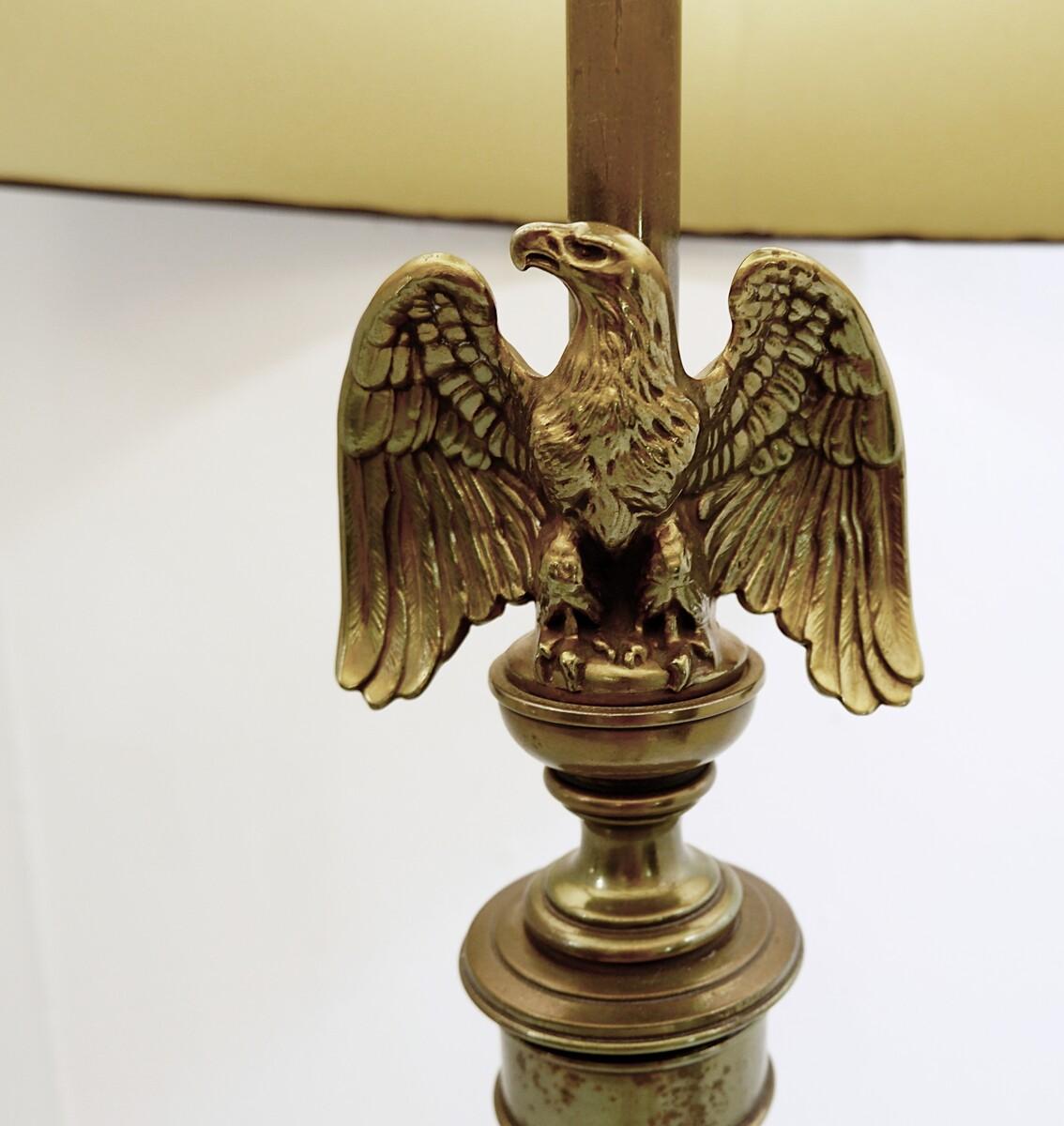 Pair of Midcentury American Eagle Table Lamps, Ceramic and Brass For Sale 2